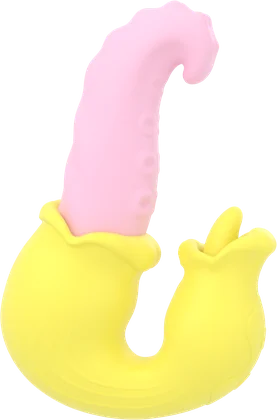 Medusa, a pink and yellow sculpted toy
